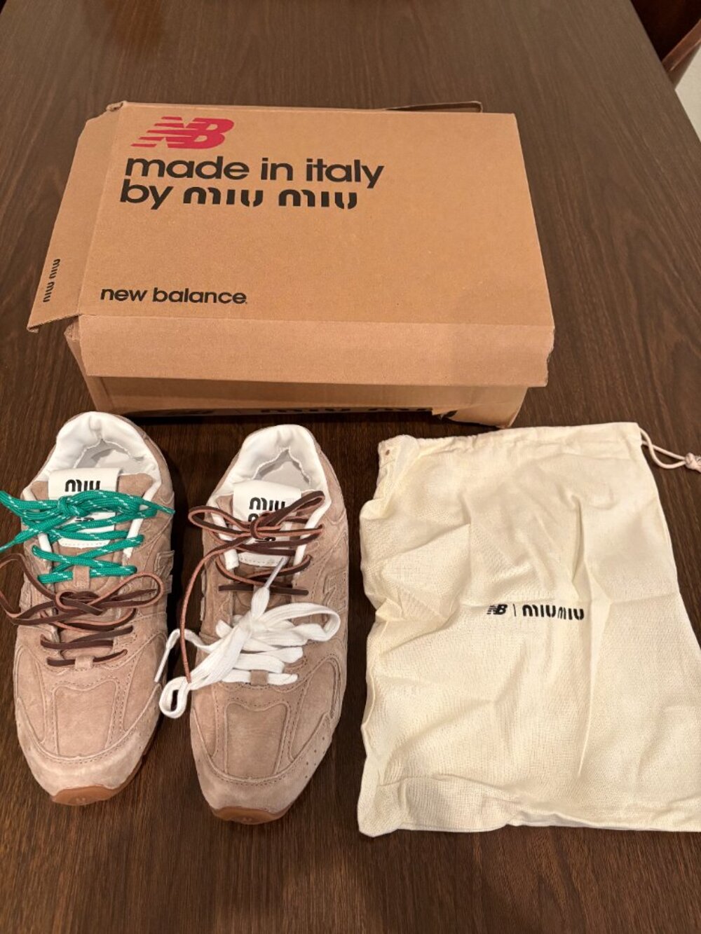Womens New Balance x Miu Miu Suede Sneakers 38